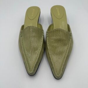 ST JOHNS BAY Miranda Light Green Pointed Toe Slip On Mules Kitten Heels 8.5M